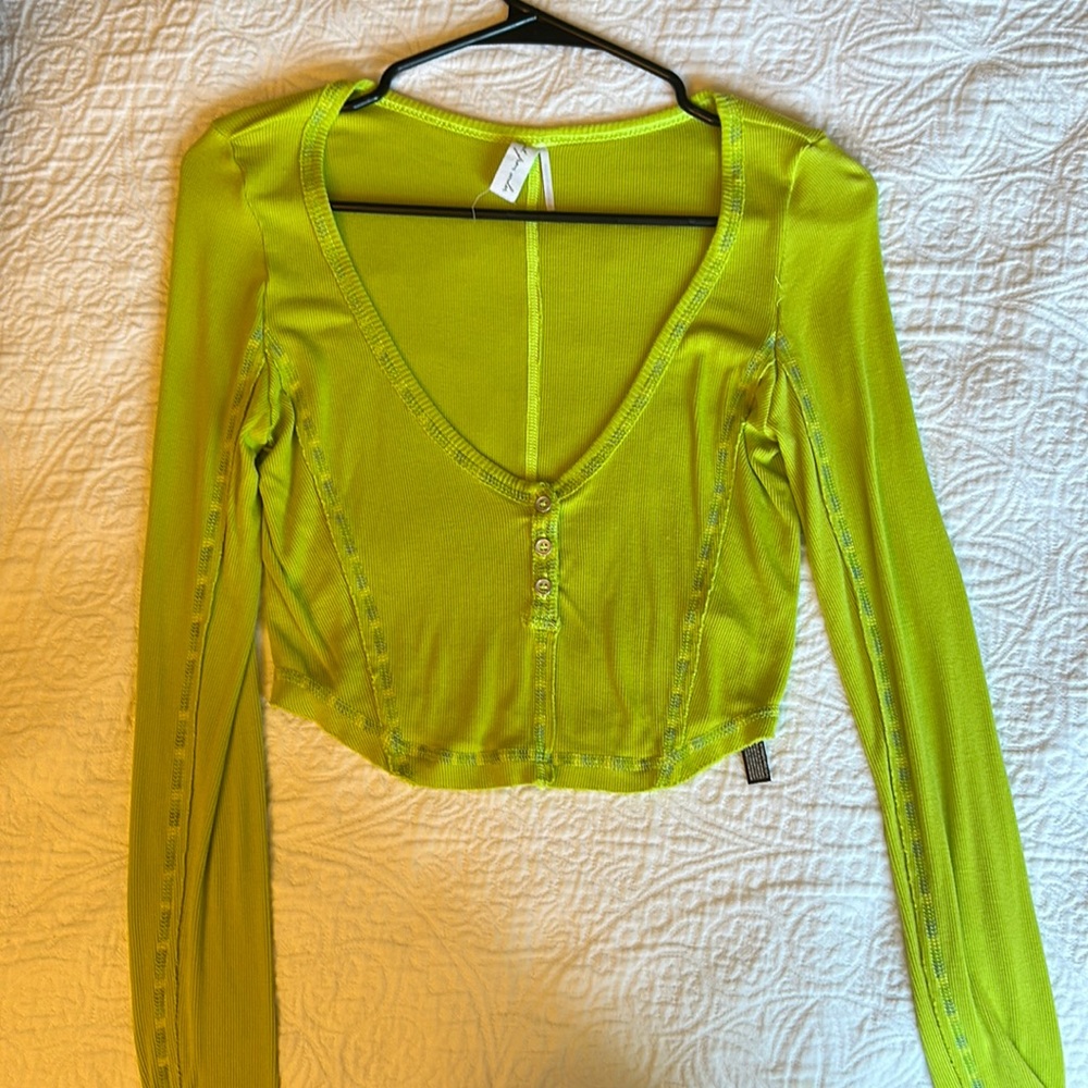 UO Cropped lime green long sleeve